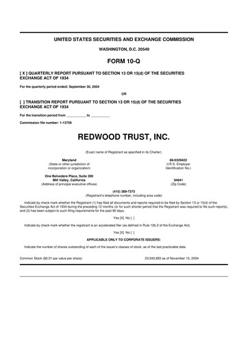 Vorschaubild Redwood Trust 10-Q Quartalsbericht  