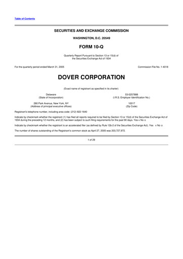 Thumbnail Dover Corporation 10-Q Quarterly Report FY 