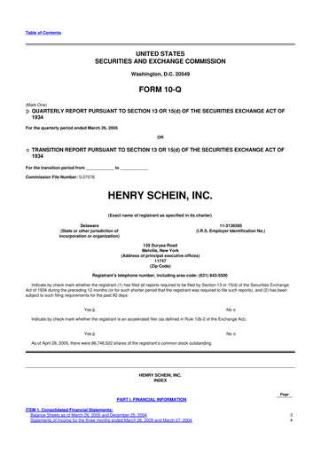 Thumbnail Henry Schein
 10-Q Quarterly Report FY 