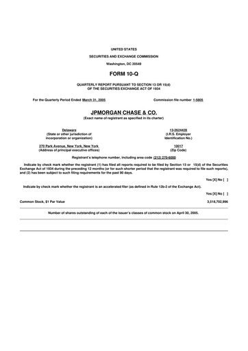 Vorschaubild JPMorgan Chase 10-Q Quartalsbericht  