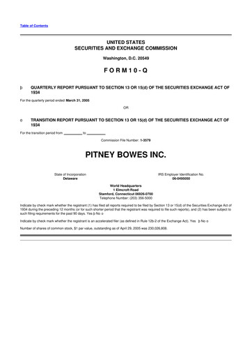 Miniature Pitney Bowes 10-Q Rapport trimestriel  