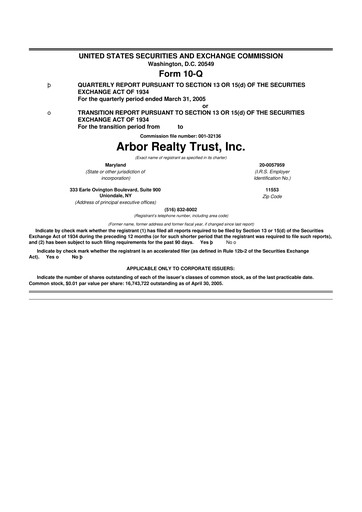 Vorschaubild Arbor Realty Trust
 10-Q Quartalsbericht  