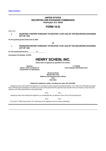 Thumbnail Henry Schein
 10-Q Quarterly Report FY 