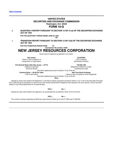 Thumbnail New Jersey Resources 10-Q Quarterly Report FY 