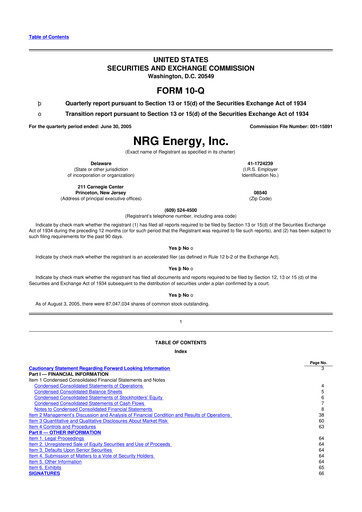 Thumbnail NRG Energy
 10-Q Quarterly Report FY 