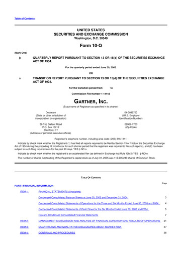 Thumbnail Gartner 10-Q Quarterly Report FY 