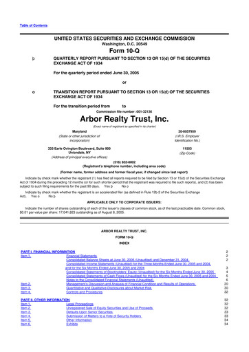 Vorschaubild Arbor Realty Trust
 10-Q Quartalsbericht  