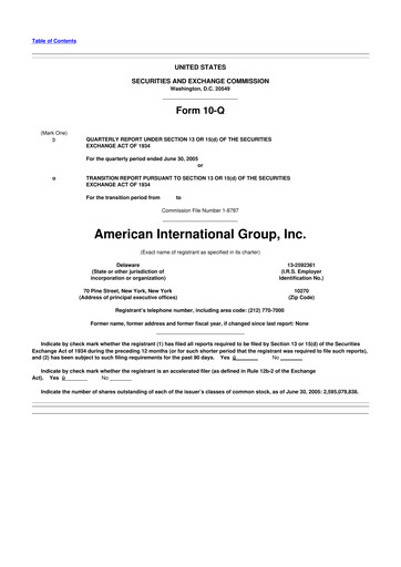 Miniature American International Group 10-Q Rapport trimestriel  