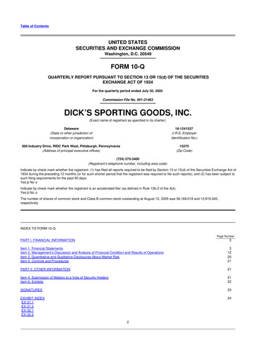 Thumbnail Dick's Sporting Goods
 10-Q Quarterly Report FY 