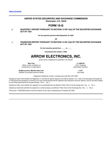 Thumbnail Arrow Electronics
 10-Q Quarterly Report FY 