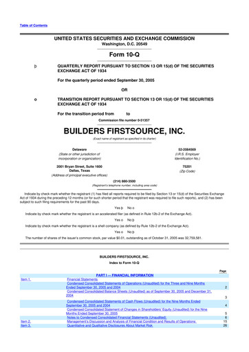 Miniature Builders FirstSource
 10-Q Rapport trimestriel  