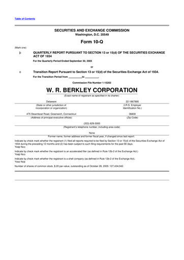 Vorschaubild W. R. Berkley 10-Q Quartalsbericht  