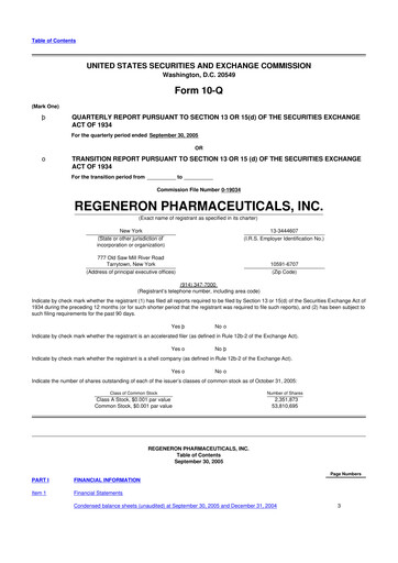 Thumbnail Regeneron Pharmaceuticals 10-Q Quarterly Report FY 
