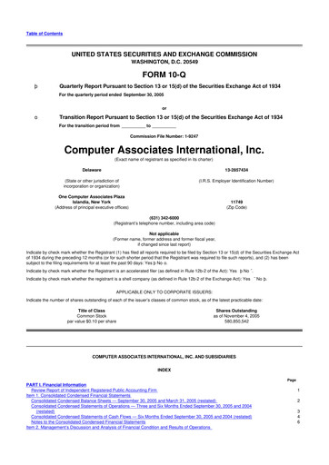 Thumbnail CA Technologies 10-Q Quarterly Report FY 