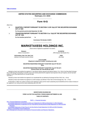 Thumbnail MarketAxess
 10-Q Quarterly Report FY 