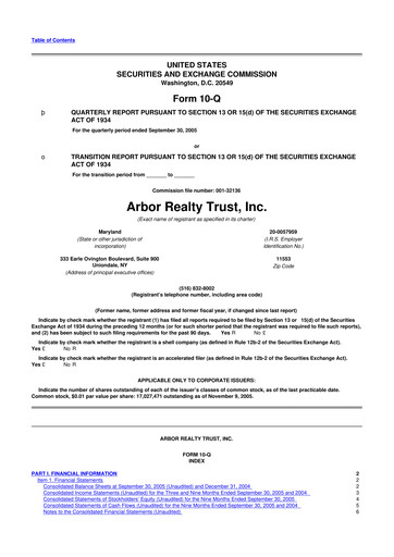 Vorschaubild Arbor Realty Trust
 10-Q Quartalsbericht  