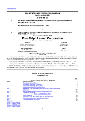 Thumbnail Ralph Lauren 10-Q Quarterly Report FY 