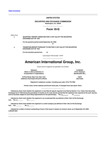 Miniature American International Group 10-Q Rapport trimestriel  