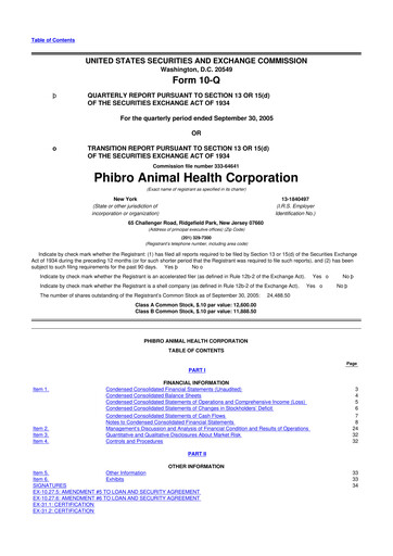 Thumbnail Phibro Animal Health
 10-Q Quarterly Report FY 