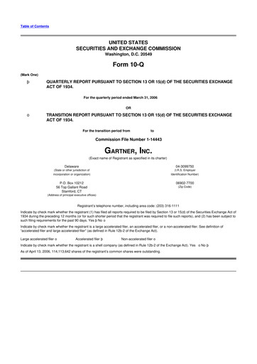 Thumbnail Gartner 10-Q Quarterly Report FY 