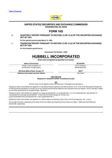 Thumbnail Hubbell 10-Q Quarterly Report FY 