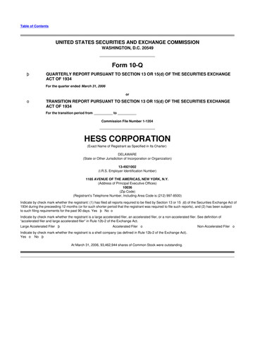 Vorschaubild Hess 10-Q Quartalsbericht  