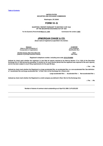 Vorschaubild JPMorgan Chase 10-Q Quartalsbericht  