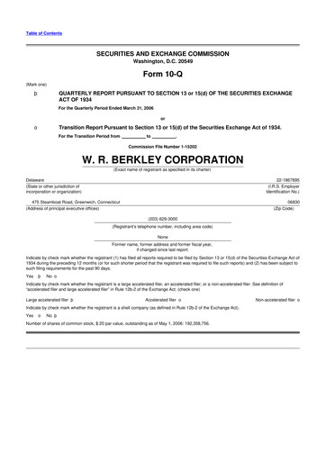 Vorschaubild W. R. Berkley 10-Q Quartalsbericht  