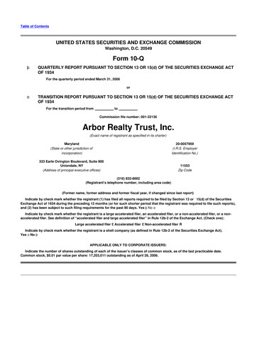 Vorschaubild Arbor Realty Trust
 10-Q Quartalsbericht  