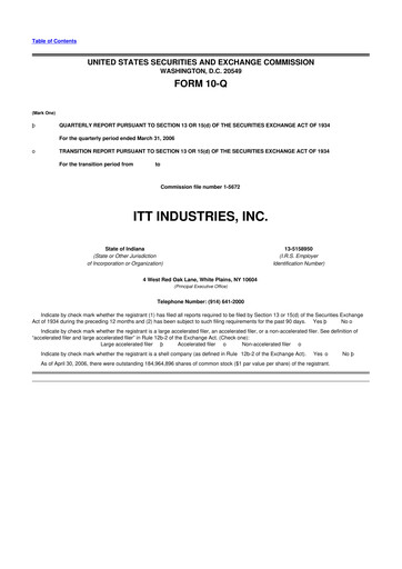 Thumbnail ITT 10-Q Quarterly Report FY 