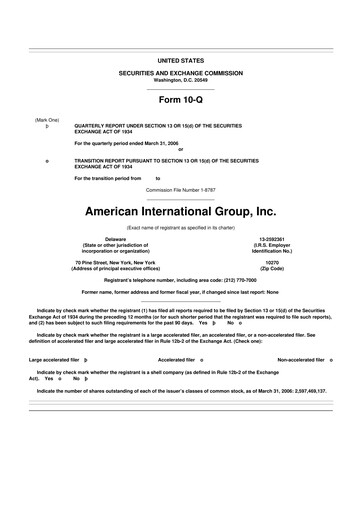 Miniature American International Group 10-Q Rapport trimestriel  