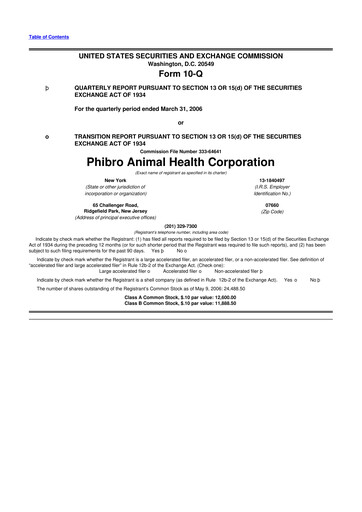 Thumbnail Phibro Animal Health
 10-Q Quarterly Report FY 
