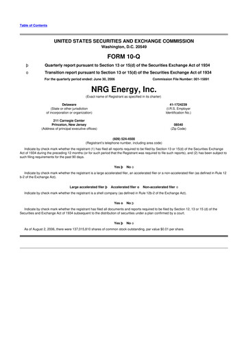 Thumbnail NRG Energy
 10-Q Quarterly Report FY 