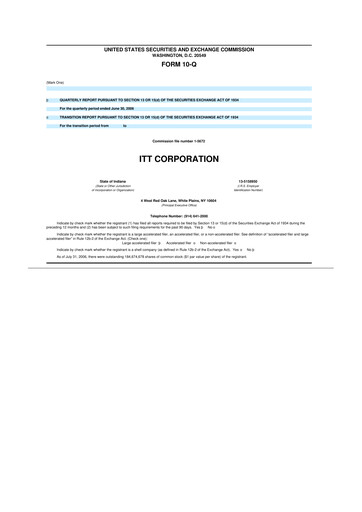 Thumbnail ITT 10-Q Quarterly Report FY 