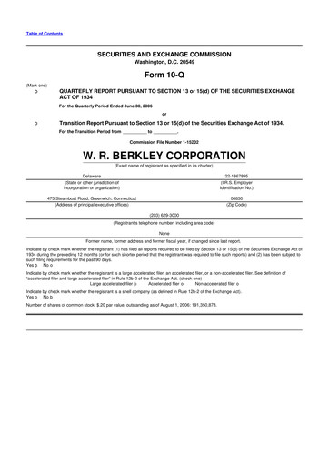Vorschaubild W. R. Berkley 10-Q Quartalsbericht  