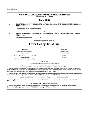 Vorschaubild Arbor Realty Trust
 10-Q Quartalsbericht  