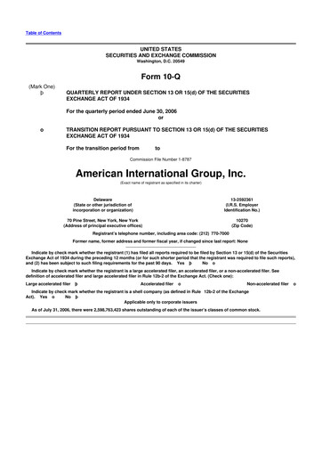 Miniature American International Group 10-Q Rapport trimestriel  
