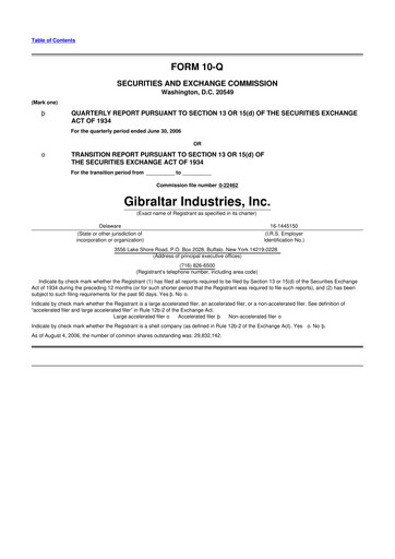 Thumbnail Gibraltar Industries
 10-Q Quarterly Report FY 