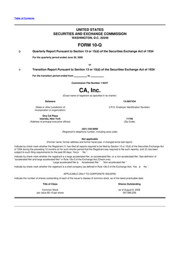 Thumbnail CA Technologies 10-Q Quarterly Report FY 