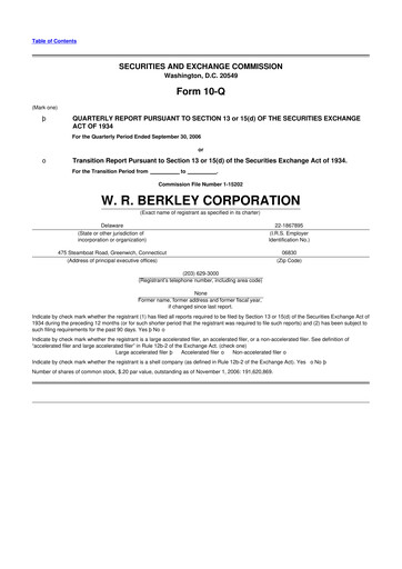 Vorschaubild W. R. Berkley 10-Q Quartalsbericht  