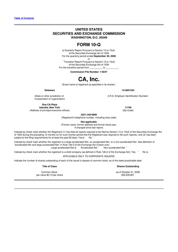 Thumbnail CA Technologies 10-Q Quarterly Report FY 