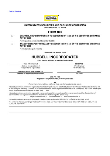 Thumbnail Hubbell 10-Q Quarterly Report FY 