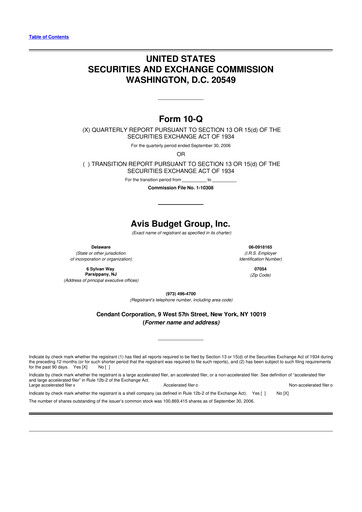 Thumbnail Avis Budget Group
 10-Q Quarterly Report FY 