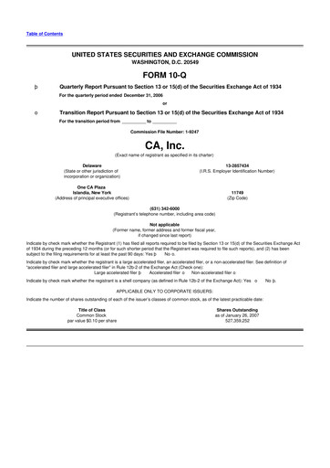 Thumbnail CA Technologies 10-Q Quarterly Report FY 