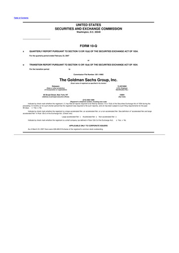 Vorschaubild Goldman Sachs 10-Q Quartalsbericht  