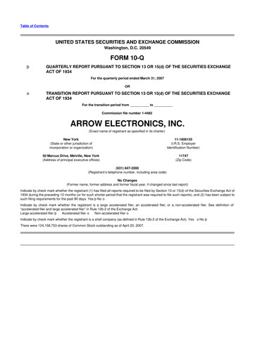 Thumbnail Arrow Electronics
 10-Q Quarterly Report FY 