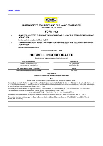 Thumbnail Hubbell 10-Q Quarterly Report FY 