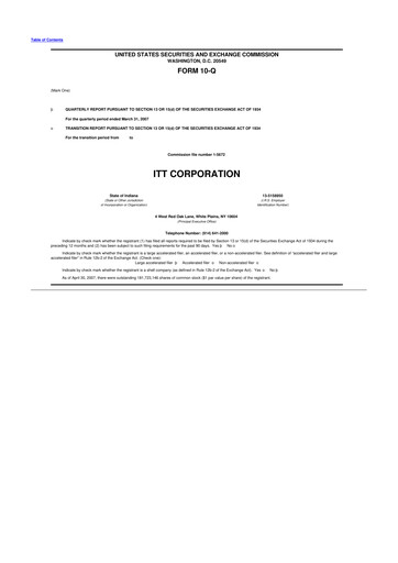 Thumbnail ITT 10-Q Quarterly Report FY 