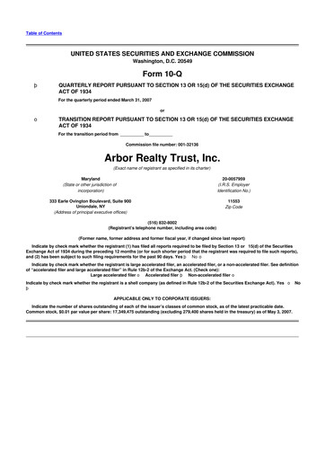 Vorschaubild Arbor Realty Trust
 10-Q Quartalsbericht  