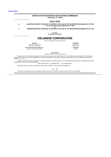 Thumbnail Celanese 10-Q Quarterly Report FY 
